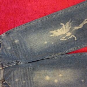 DOLLSKILL CURRENT MOOD 1X FEA SIGHTINGS WIDE LEG JEANS AIRBRUSHED FAIRY